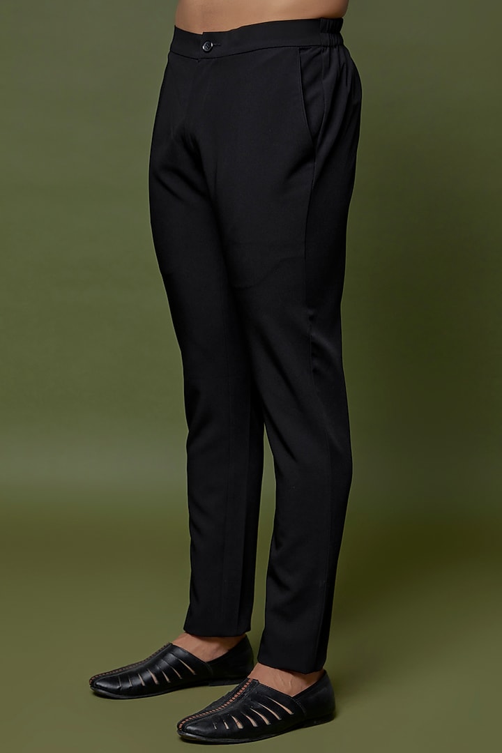 Black Cotton Satin & Metallic Polymer Pant Set by Amit Aggarwal Men at Pernia's Pop Up Shop