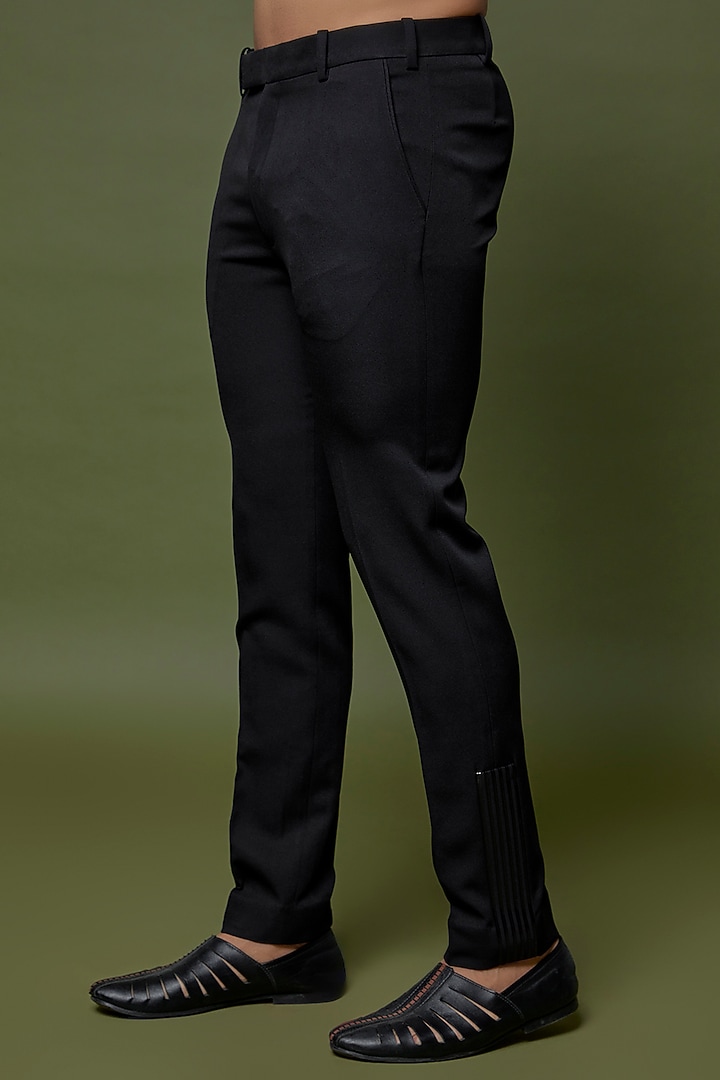 Black Cotton Satin & Metallic Polymer Pant Set by Amit Aggarwal Men at Pernia's Pop Up Shop
