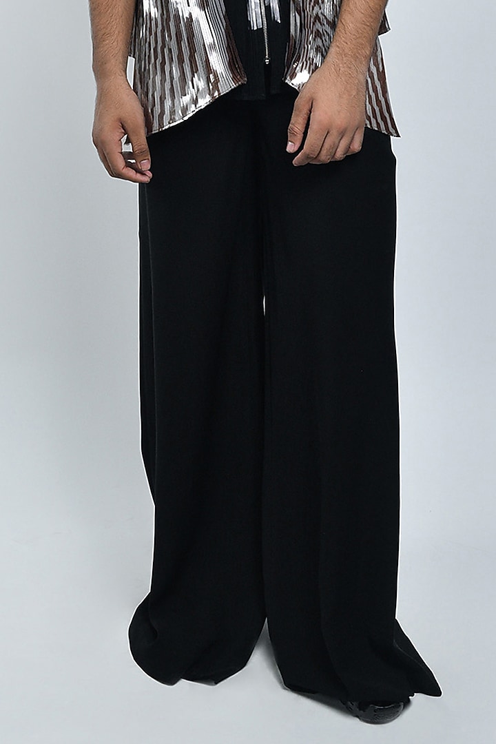 Black Polymer Structured Hand-Moulded Shacket Set by Amit Aggarwal Men at Pernia's Pop Up Shop