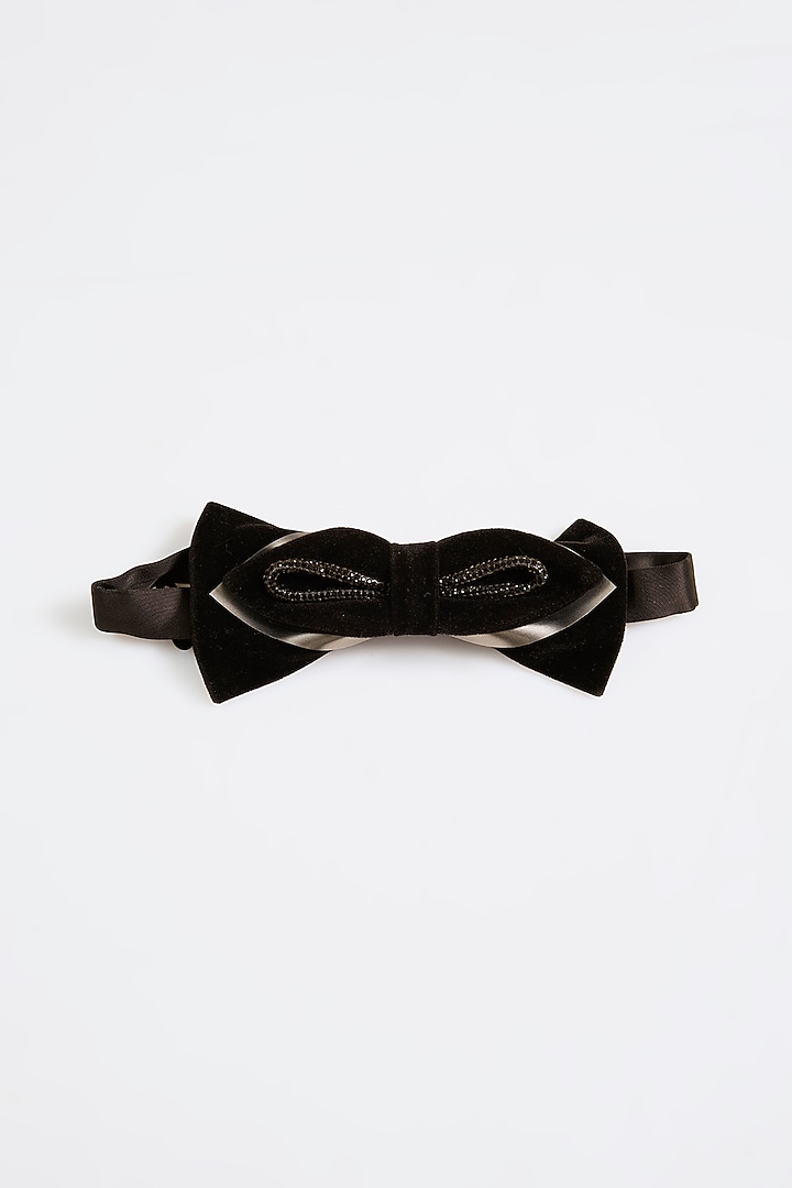 Black Satin & Velvet Bow-Tie by Amit Aggarwal Men