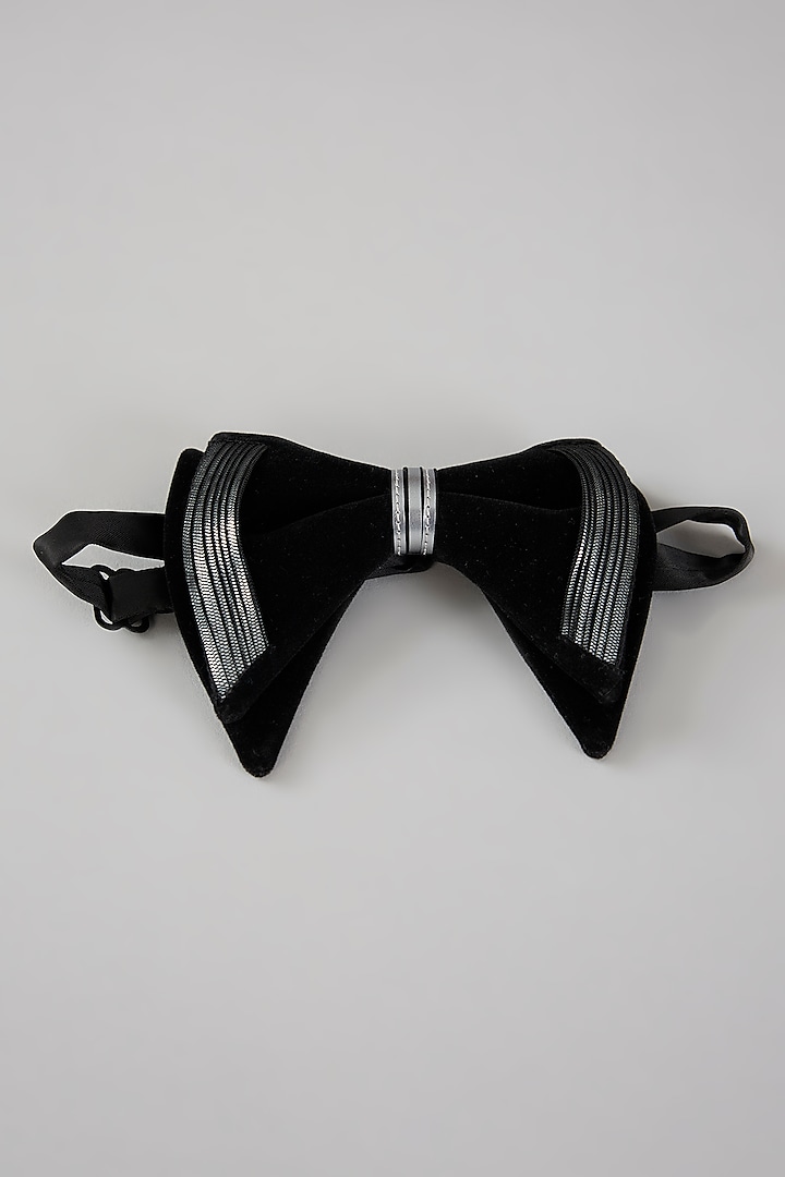 Black Velvet Embellished Bowtie by Amit Aggarwal Men