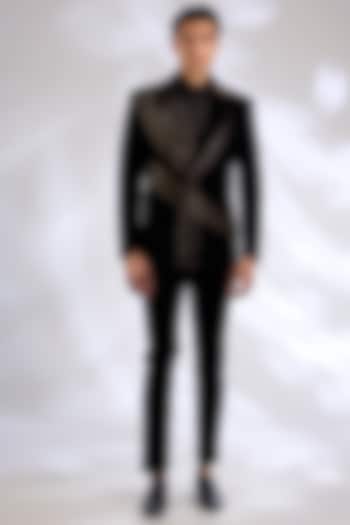 Black Velvet Tuxedo Set by Amit Aggarwal Men