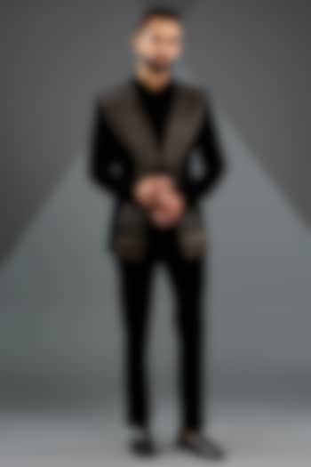 Black Velvet Tuxedo Set by Amit Aggarwal Men