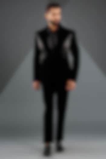 Black Velvet Tuxedo Set by Amit Aggarwal Men