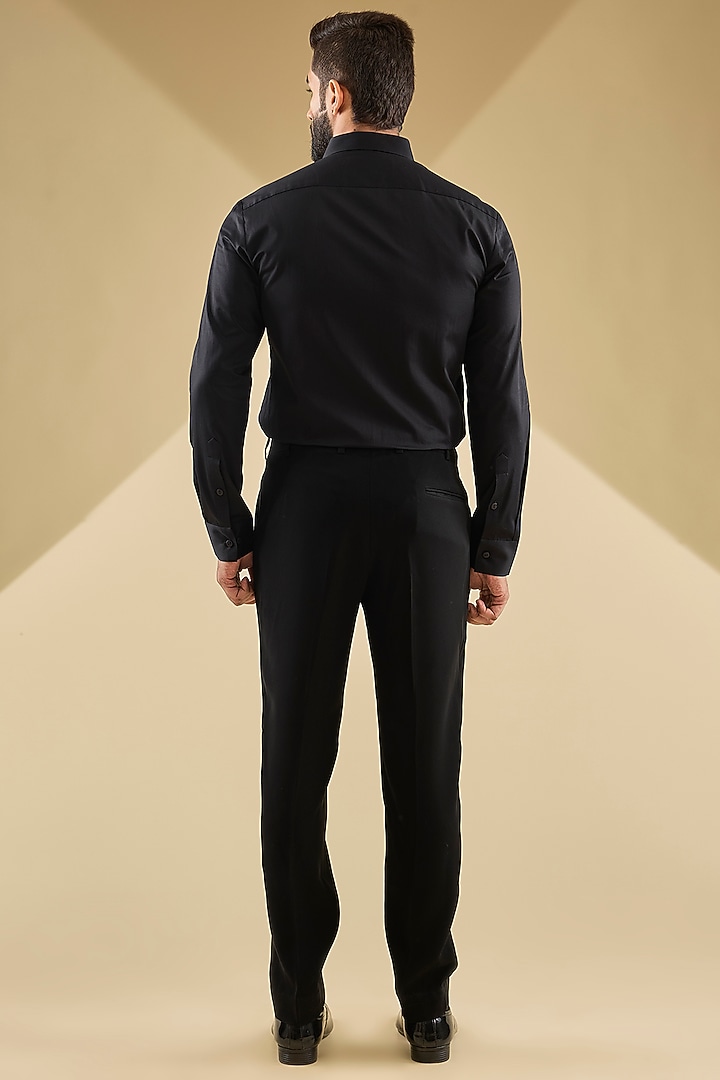 Black Satin Glassbead Tuxedo Set by Amit Aggarwal Men at Pernia's Pop Up Shop