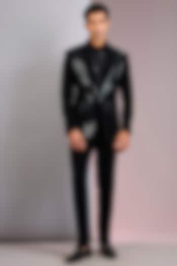 Black Suiting Tuxedo by Amit Aggarwal Men at Pernia's Pop Up Shop