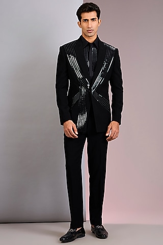 Black Suiting Tuxedo by Amit Aggarwal Men