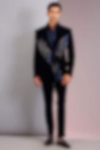 Ink Blue Velvet Tuxedo by Amit Aggarwal Men at Pernia's Pop Up Shop