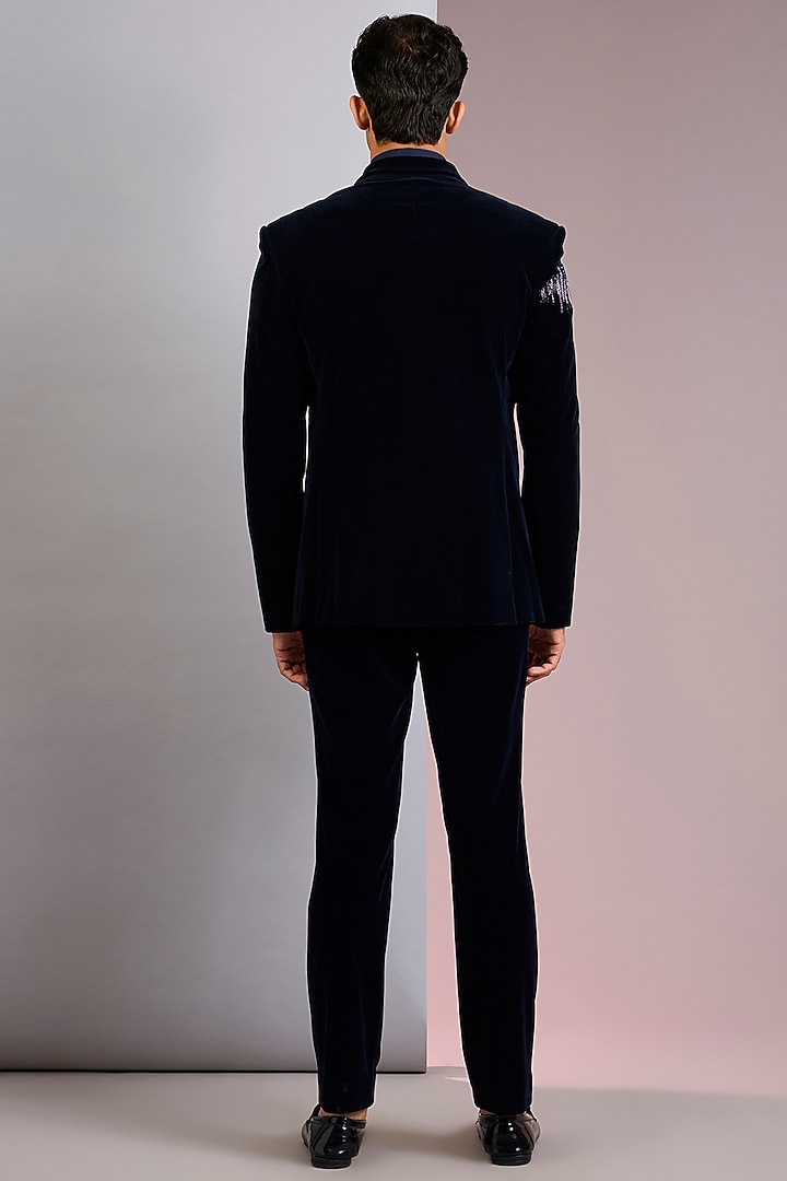 Ink Blue Velvet Tuxedo by Amit Aggarwal Men at Pernia's Pop Up Shop