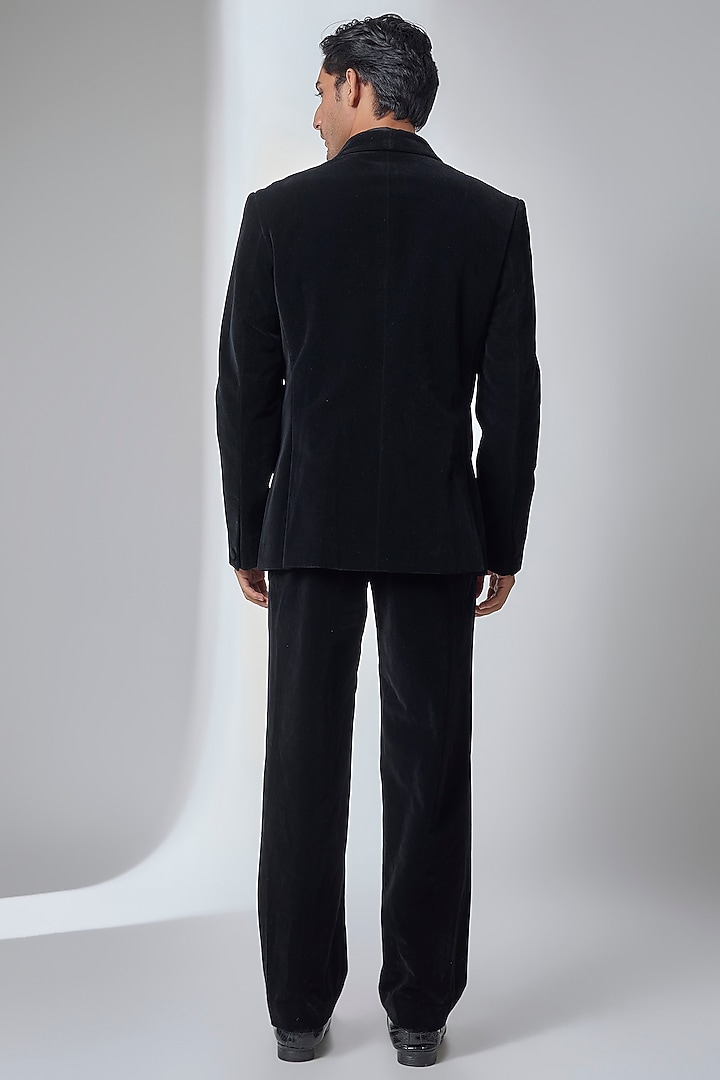 Black Velvet Tuxedo Set by Amit Aggarwal Men at Pernia's Pop Up Shop