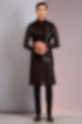 Brown Velvet Bundi Jacket Set by Amit Aggarwal Men at Pernia's Pop Up Shop