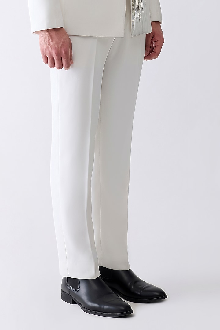 White Satin Crepe Tuxedo Set by Amit Aggarwal Men at Pernia's Pop Up Shop
