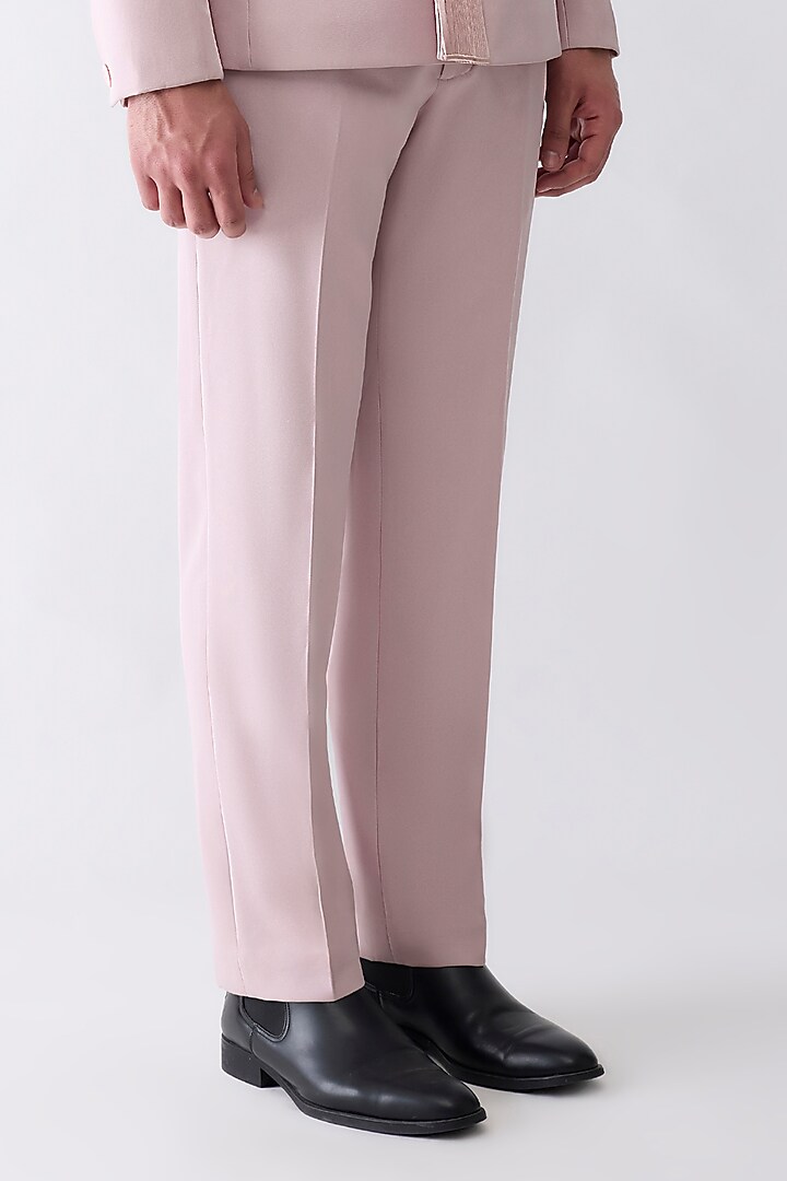 Blush Satin Crepe Tuxedo Set by Amit Aggarwal Men at Pernia's Pop Up Shop