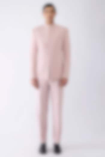 Blush Satin Crepe Tuxedo Set by Amit Aggarwal Men at Pernia's Pop Up Shop