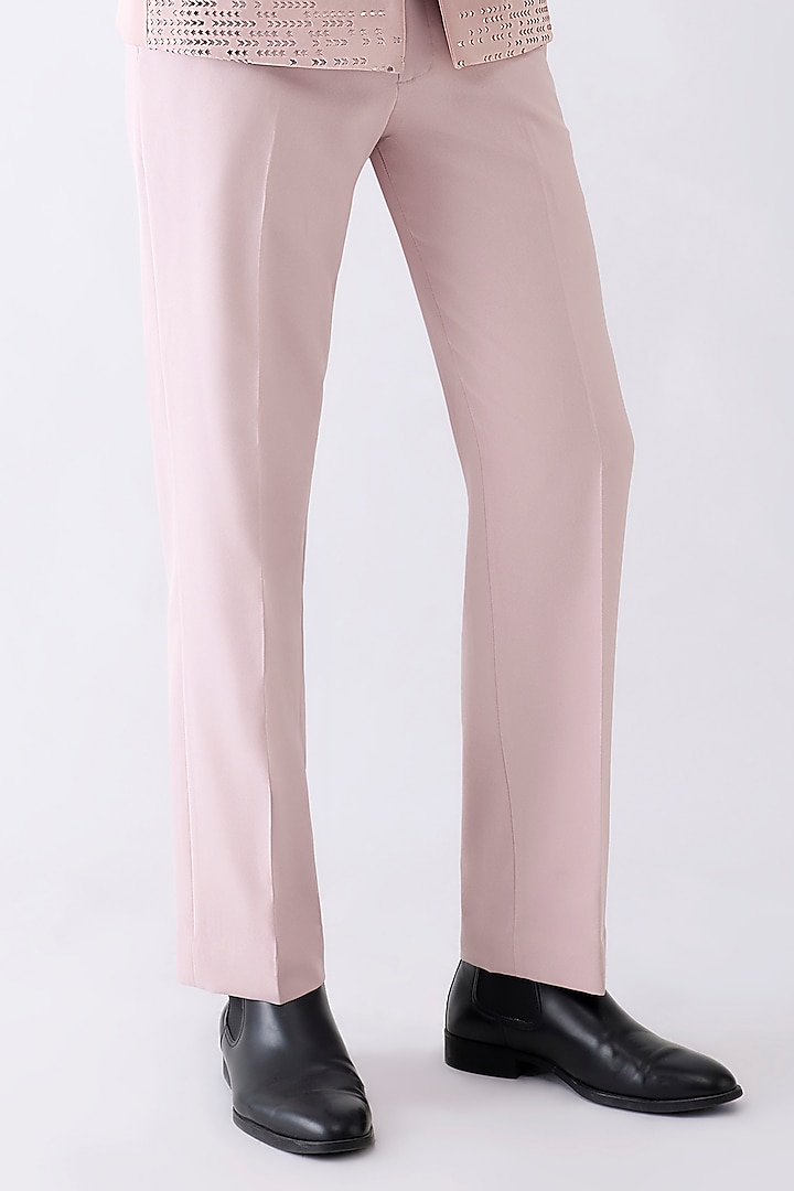 Blush Satin Crepe Groom Bandhgala Set by Amit Aggarwal Men at Pernia's Pop Up Shop