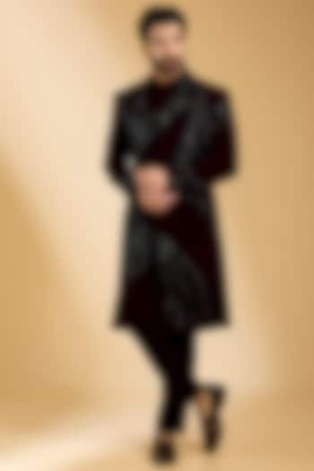 Plum Velvet Indowestern Set by Amit Aggarwal Men