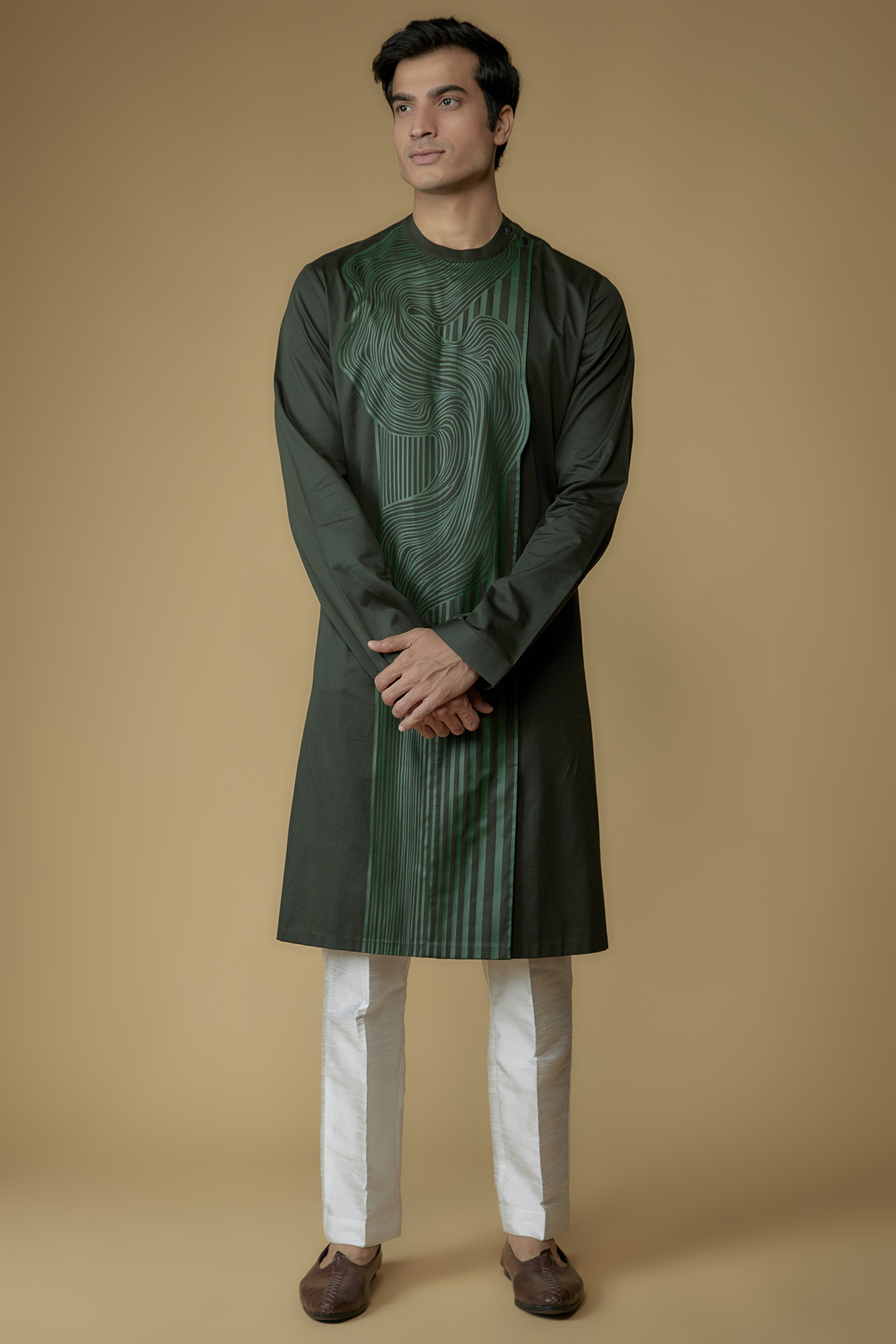 Emerald Metallic Monochrome Kurta by Amit Aggarwal Men