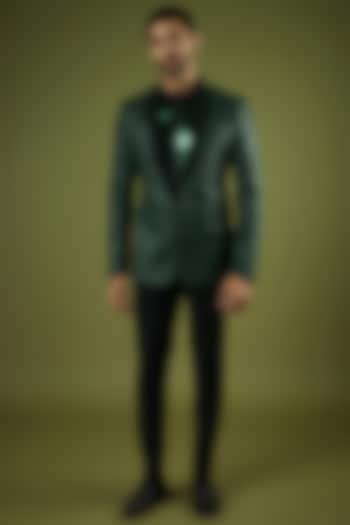 Emerald Metallic & Polymer Tuxedo Set by Amit Aggarwal Men