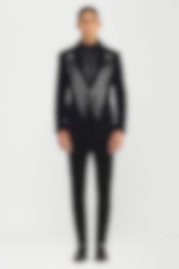 Black Velvet Tuxedo Set by Amit Aggarwal Men 