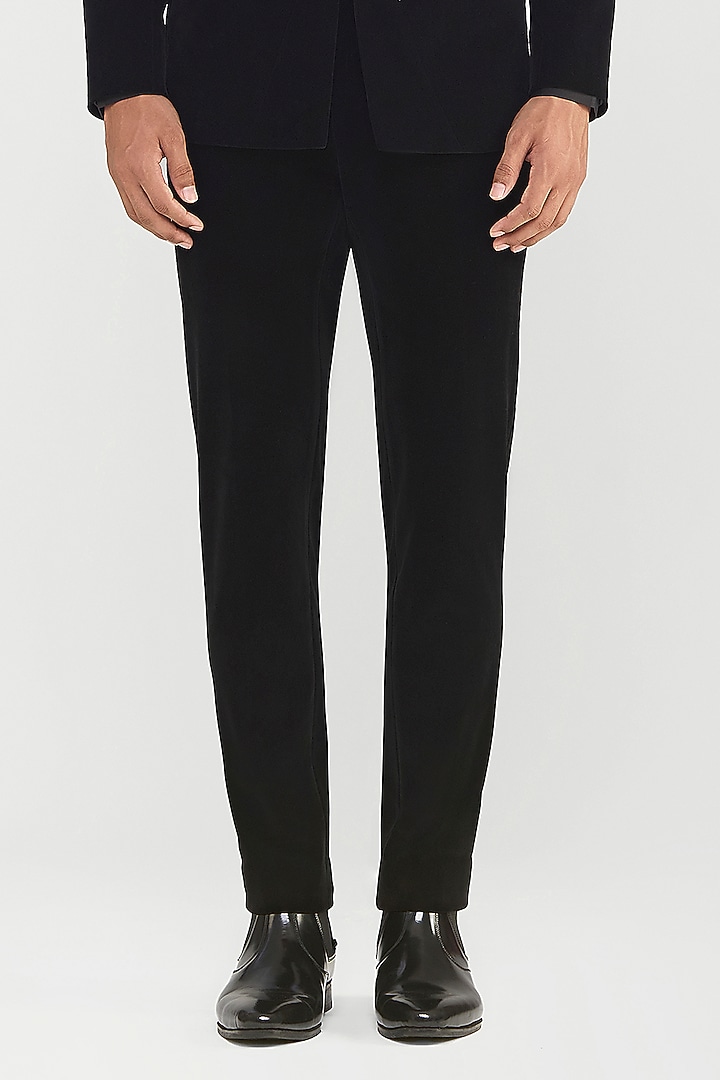 Black Velvet Tuxedo Set by Amit Aggarwal Men at Pernia's Pop Up Shop