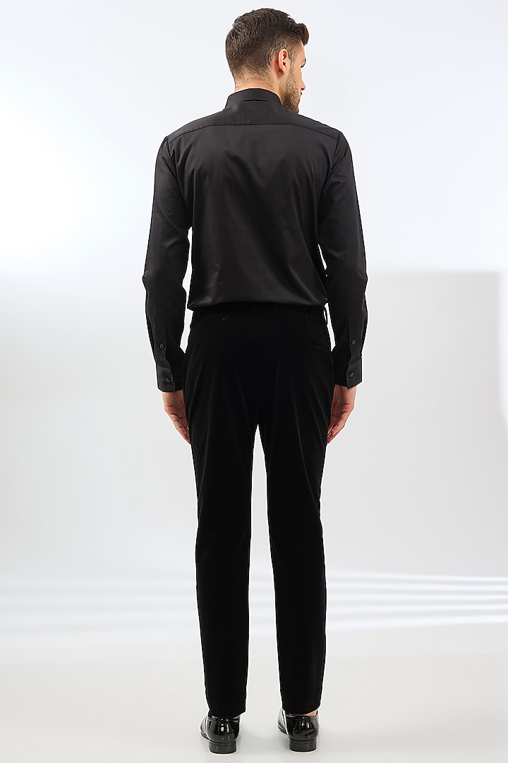 Black Velvet Mirco Pleated Tuxedo Set by Amit Aggarwal Men at Pernia's Pop Up Shop