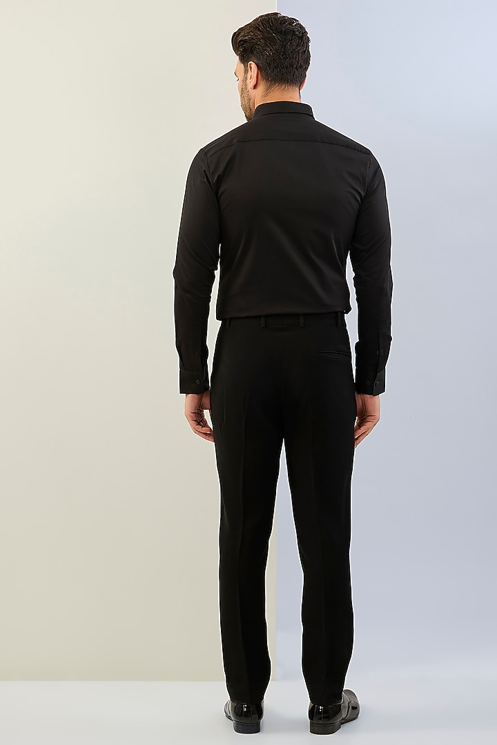 Black Suiting Fabric Glass Bead Tuxedo Set by Amit Aggarwal Men at Pernia's Pop Up Shop