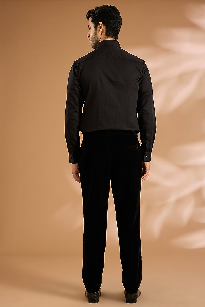 Black Velvet Tuxedo Set by Amit Aggarwal Men at Pernia's Pop Up Shop