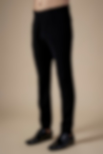 Black Stretch Crepe Pants by Amit Aggarwal Men at Pernia's Pop Up Shop