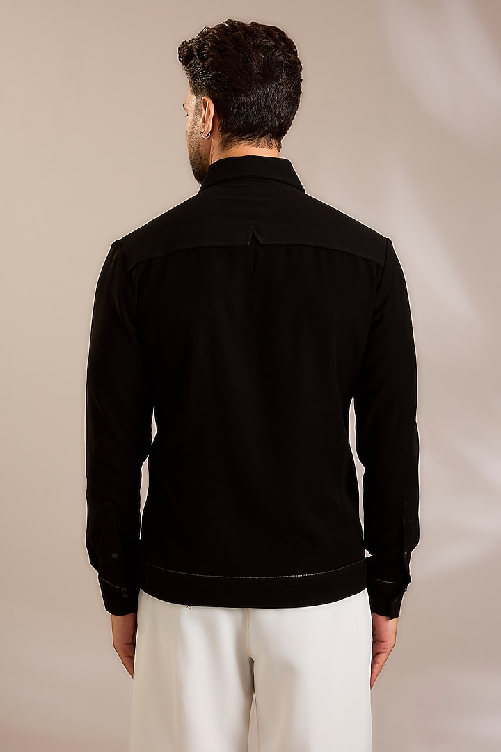 Black Crepe Jacket by Amit Aggarwal Men at Pernia's Pop Up Shop