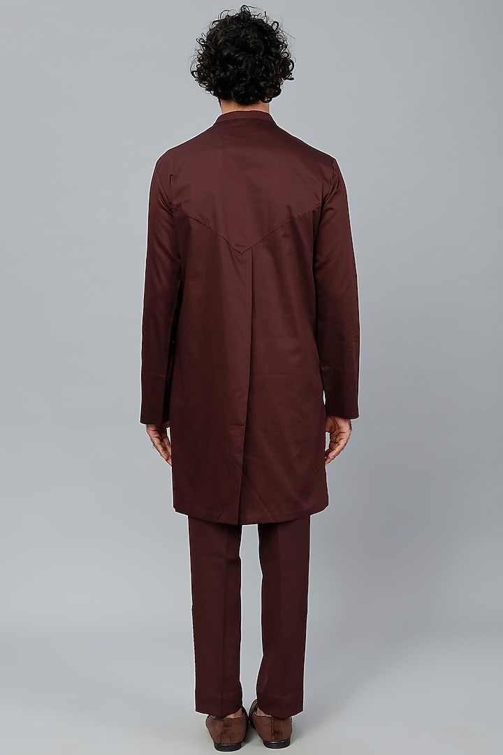 Maroon Mesh Fabric Pant Set by Amit Aggarwal Men at Pernia's Pop Up Shop