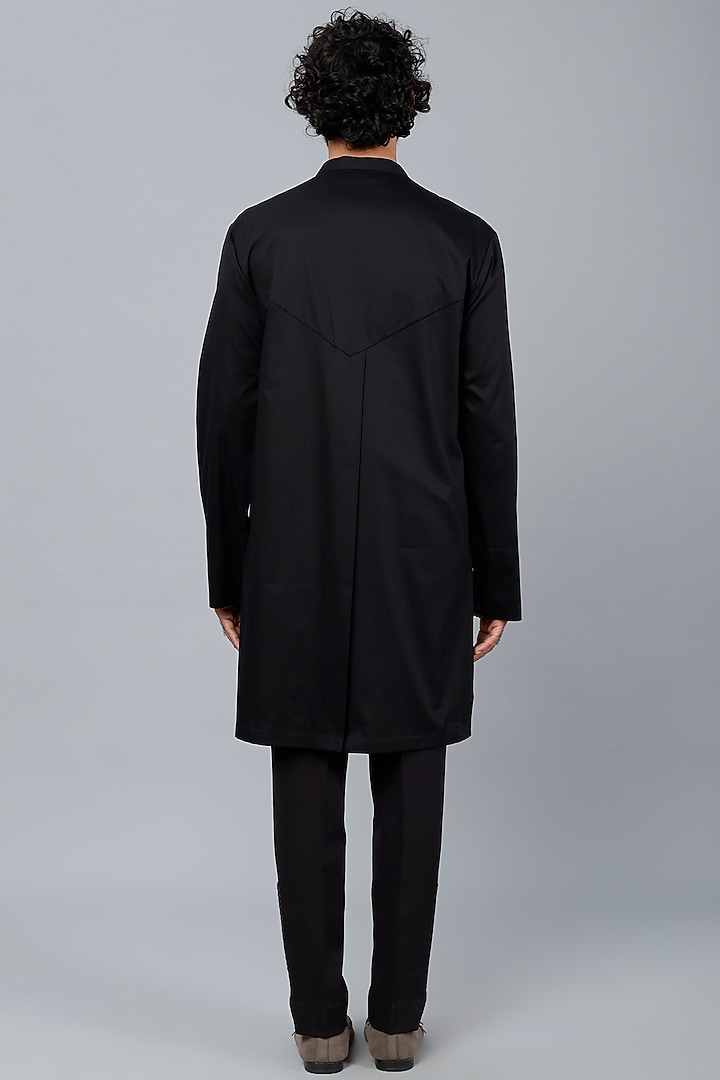 Black Mesh Fabric Pant Set by Amit Aggarwal Men at Pernia's Pop Up Shop