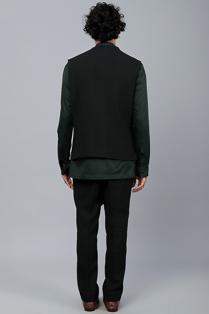 Green Stretch Crepe Tapered Pant Set by Amit Aggarwal Men at Pernia's Pop Up Shop