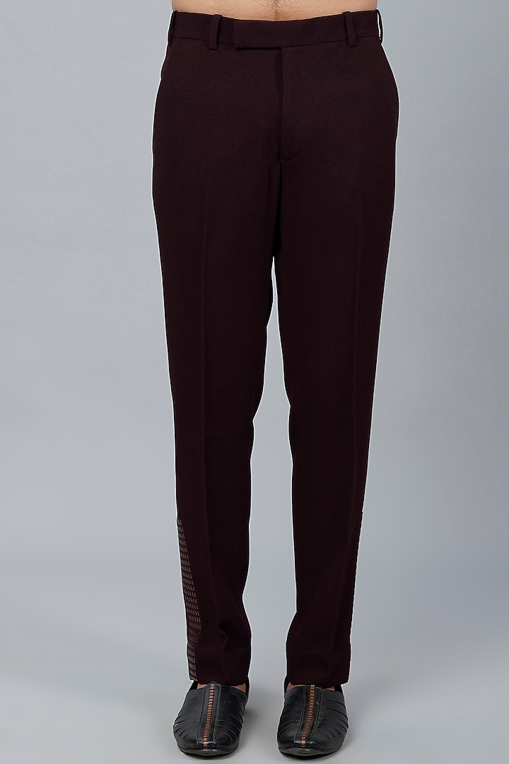 Plum Stretch Crepe Tapered Pant Set by Amit Aggarwal Men at Pernia's Pop Up Shop