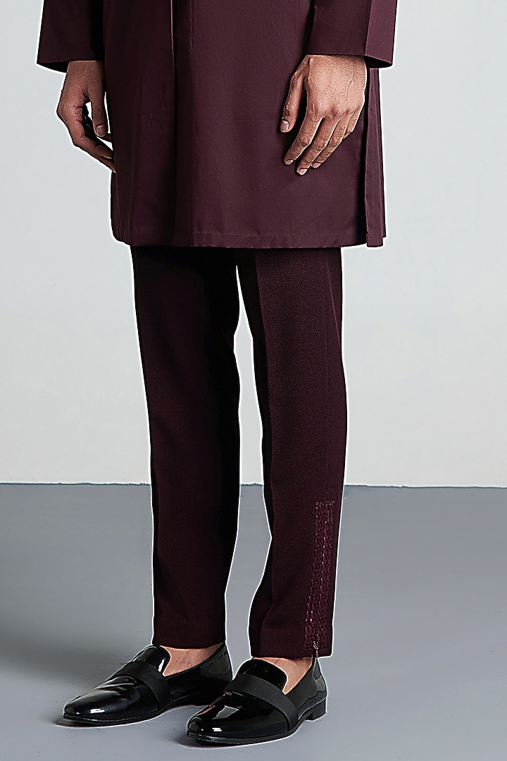 Light Plum Metallic Polymer Longline Wedding Shirt by Amit Aggarwal Men at Pernia's Pop Up Shop