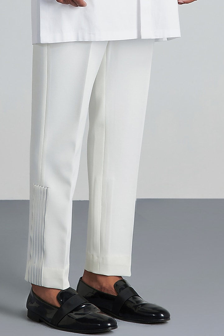 White Cotton Longline Wedding Shirt by Amit Aggarwal Men at Pernia's Pop Up Shop