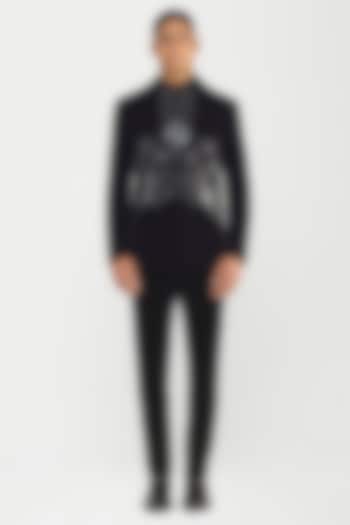 Black Velvet Cord Tuxedo Set by Amit Aggarwal Men at Pernia's Pop Up Shop
