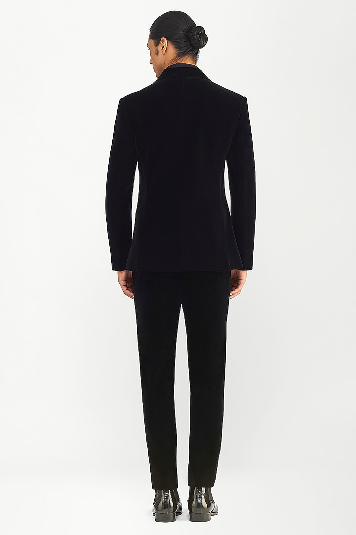Black Velvet Cord Tuxedo Set by Amit Aggarwal Men at Pernia's Pop Up Shop