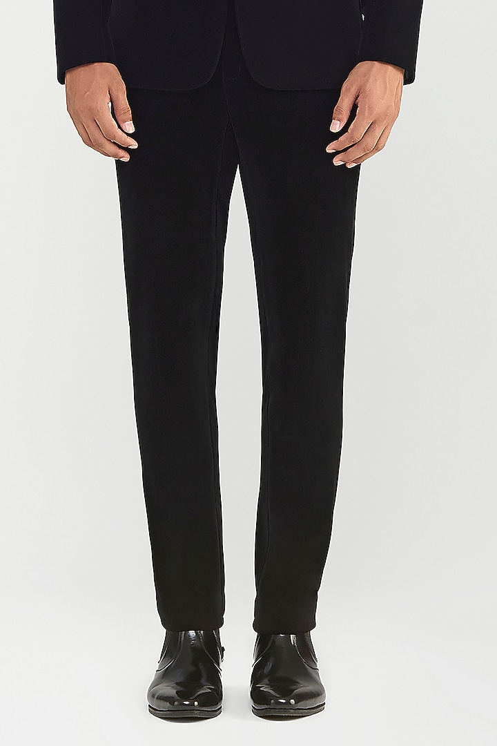 Black Velvet Cord Tuxedo Set by Amit Aggarwal Men at Pernia's Pop Up Shop