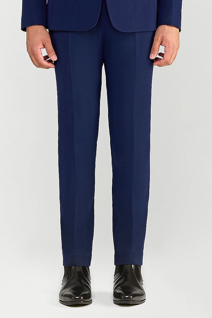 Ink Blue Satin Crepe Cord Tuxedo Set by Amit Aggarwal Men at Pernia's Pop Up Shop