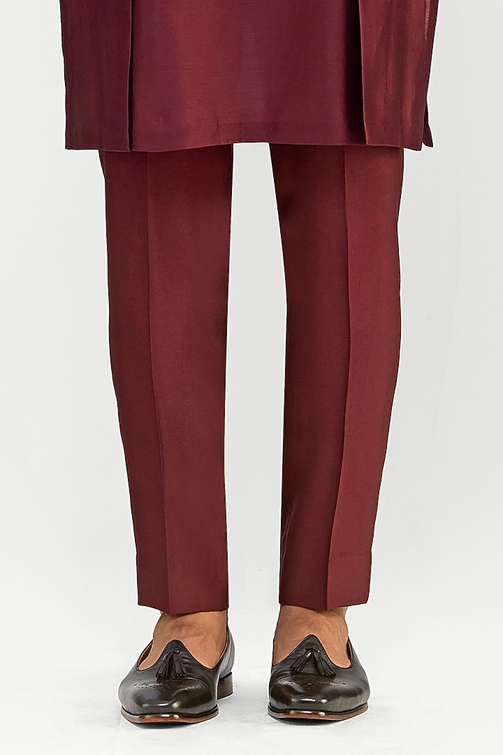Plum Chanderi Silk Kurta Set by Amit Aggarwal Men at Pernia's Pop Up Shop