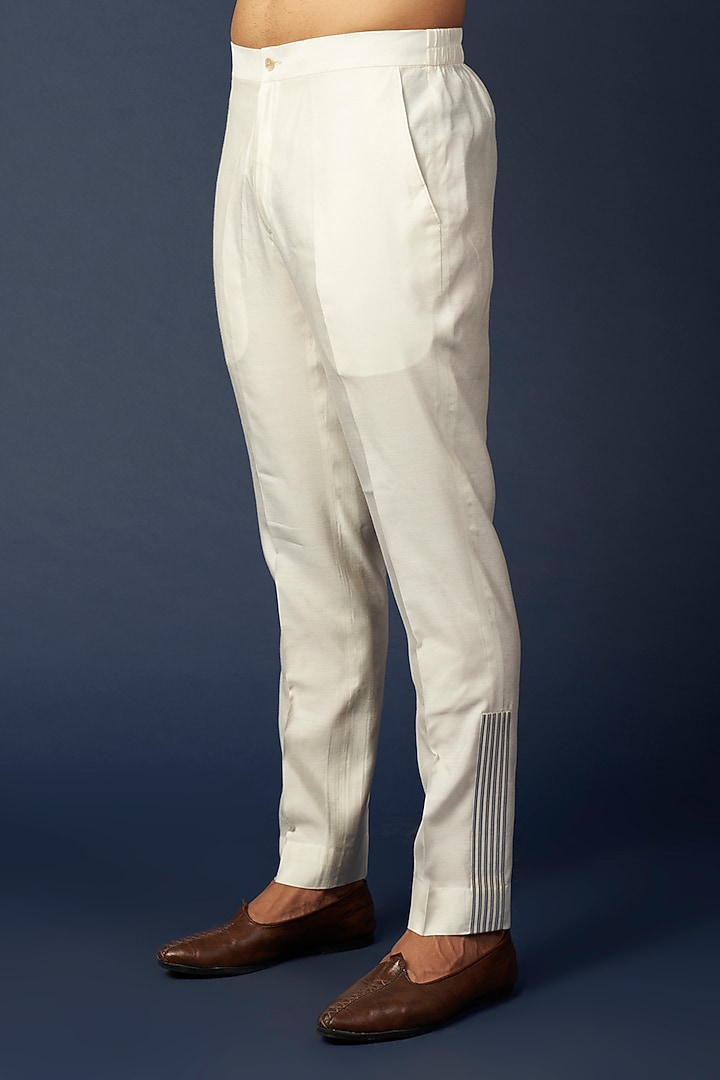 Royal Blue Silk & Chanderi Kurta Set by Amit Aggarwal Men at Pernia's Pop Up Shop