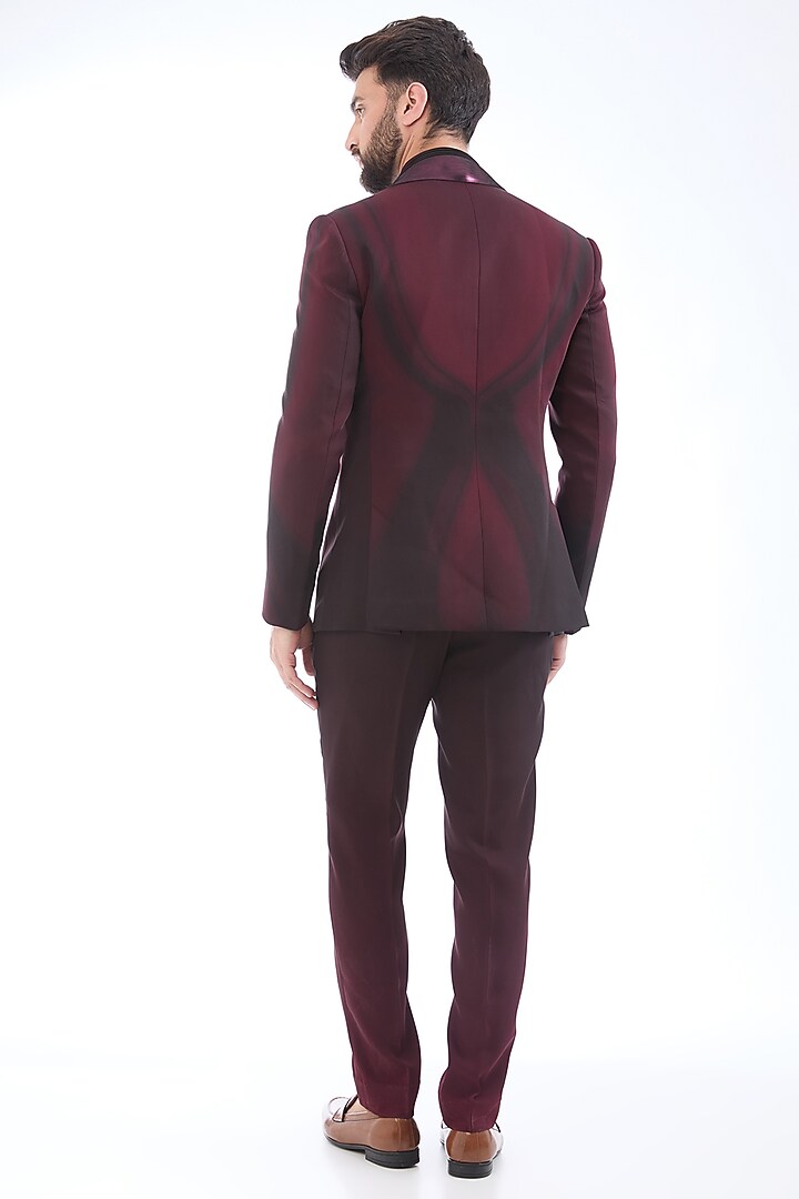 Plum Metallic Polymer Handwoven Structured Tuxedo Set by Amit Aggarwal Men at Pernia's Pop Up Shop