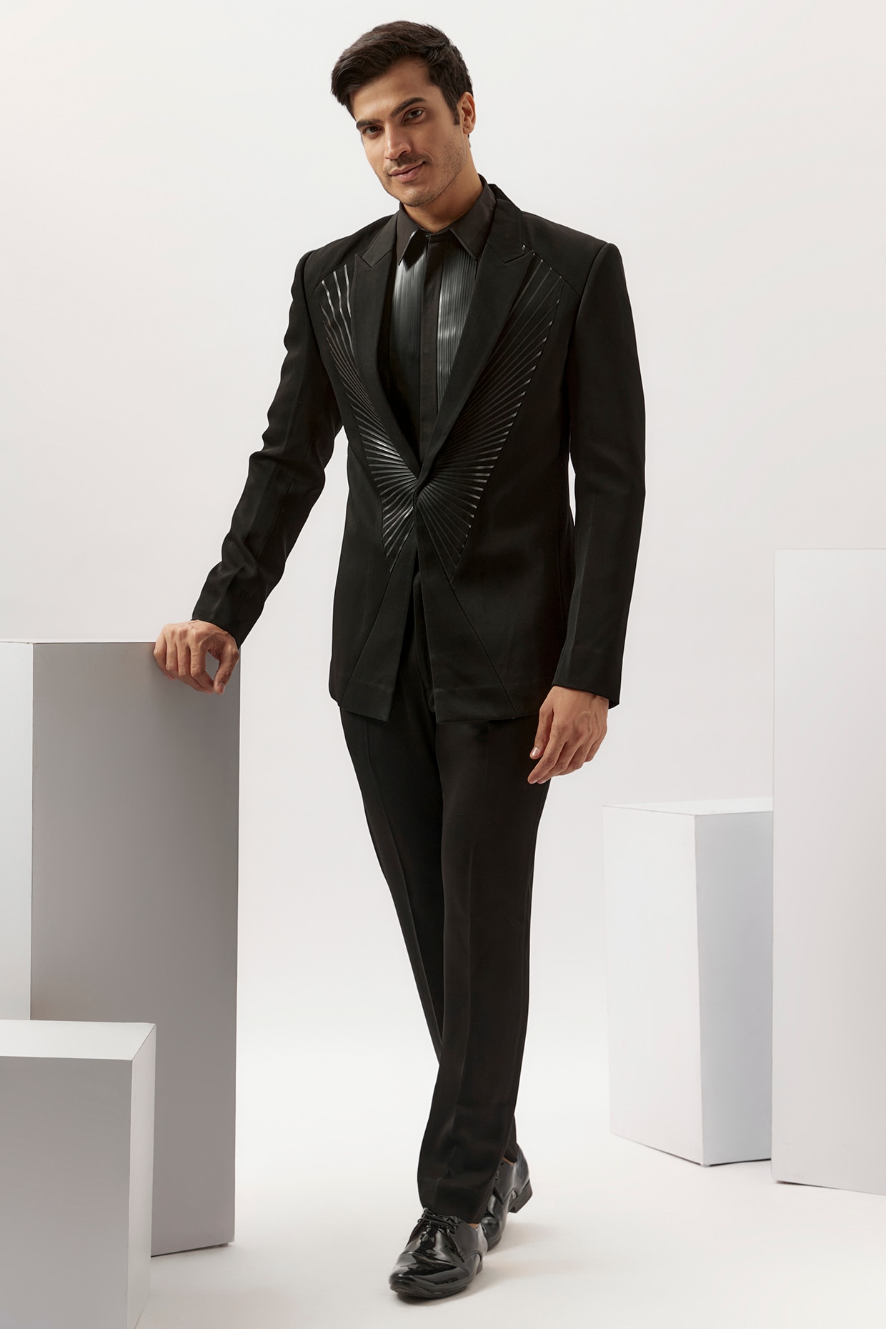Suede black tuxedo discount