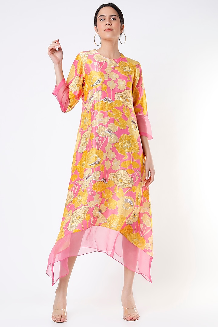 Yellow & Pink Printed Tunic by Archana Shah
