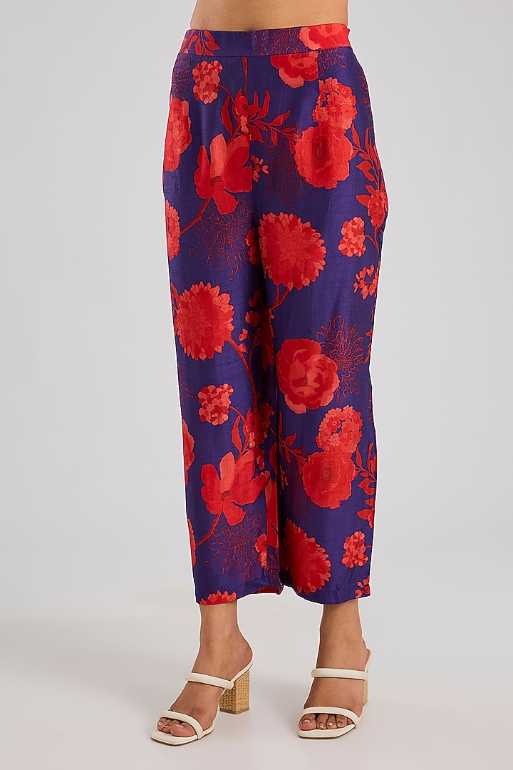 Purple & Red Bemberg Silk Kaftan Set by Archana Shah at Pernia's Pop Up Shop