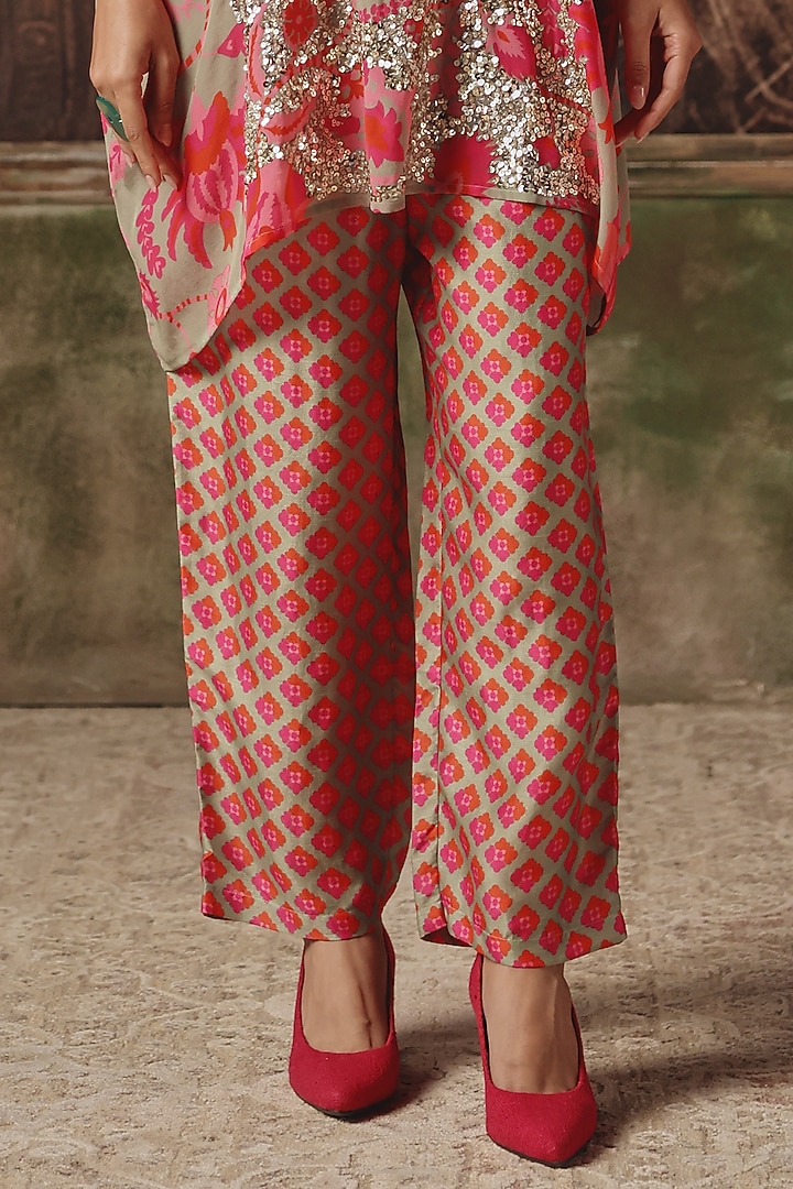 Grey Silk Printed & Embellished Co-Ord Set by Archana Shah at Pernia's Pop Up Shop