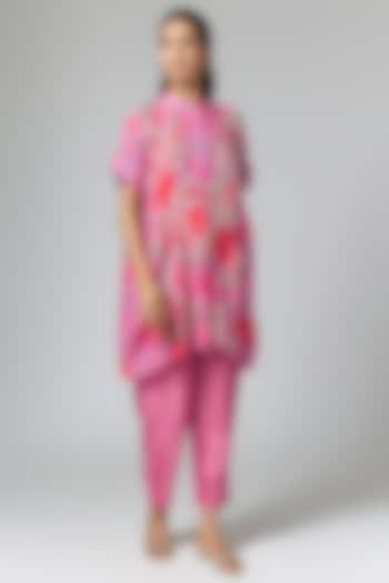 Purple Silk Printed & Sequins Work Kurta Set by Archana Shah at Pernia's Pop Up Shop