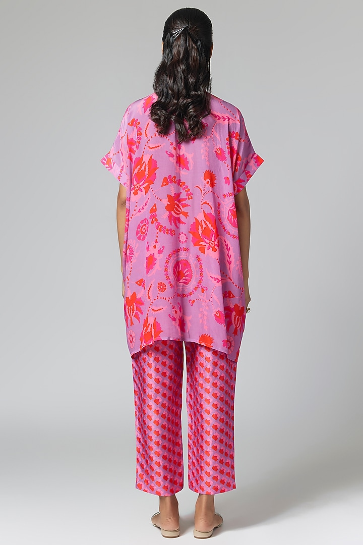 Purple Silk Printed & Sequins Work Kurta Set by Archana Shah at Pernia's Pop Up Shop