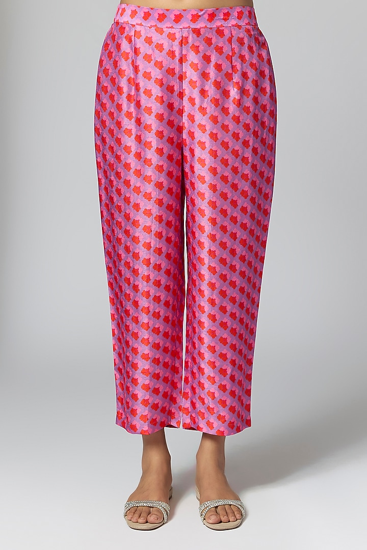 Purple Silk Printed & Sequins Work Kurta Set by Archana Shah at Pernia's Pop Up Shop