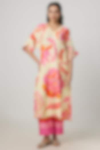 Cream Silk Printed Kurta Set by Archana Shah at Pernia's Pop Up Shop